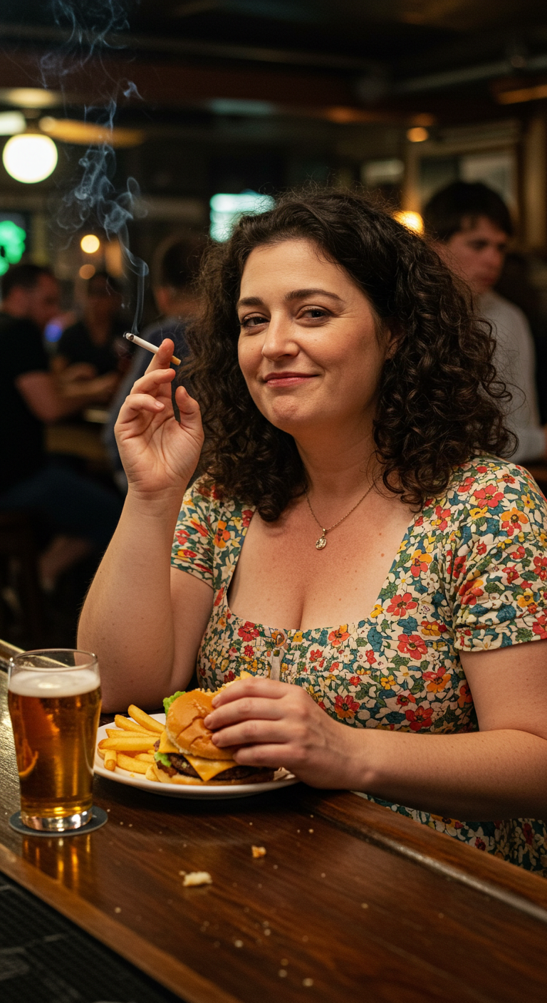 mujer cerveza y cigarro 1